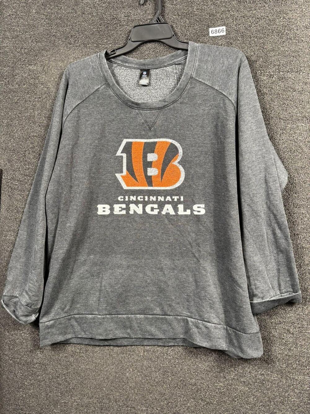 Cincinnati Bengals Pullover Sweatshirt Womens 1X Gray NFL Football Sleepwear Top